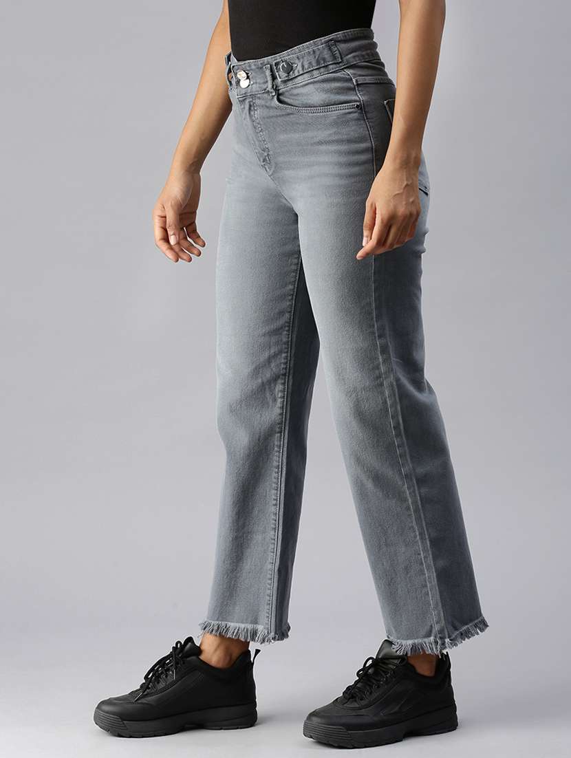 women's plain straight fit jeans - 18366938 -  Standard Image - 1