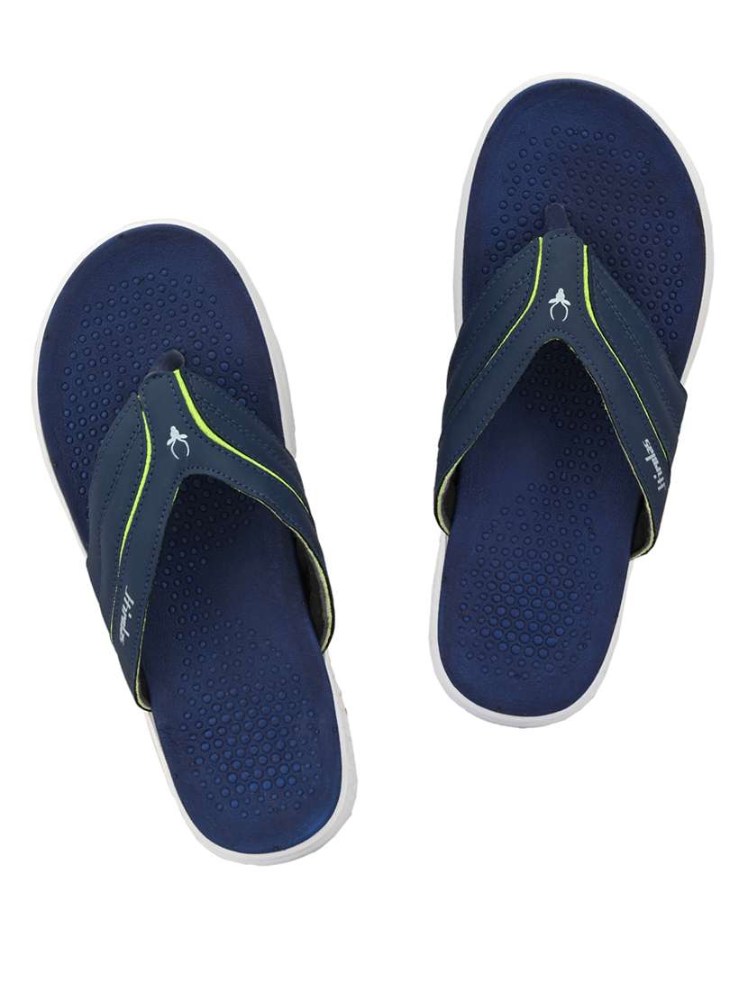 blue fabric slip on slippers