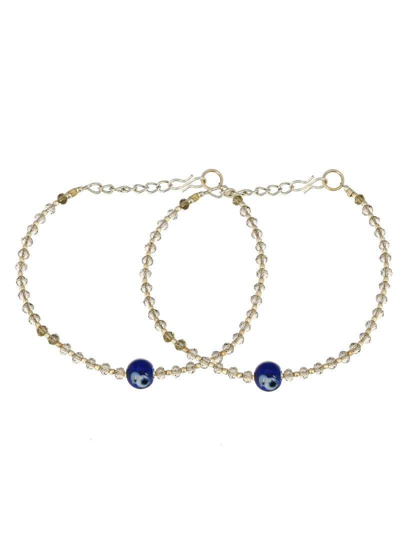 yellow crystal anklets and payal