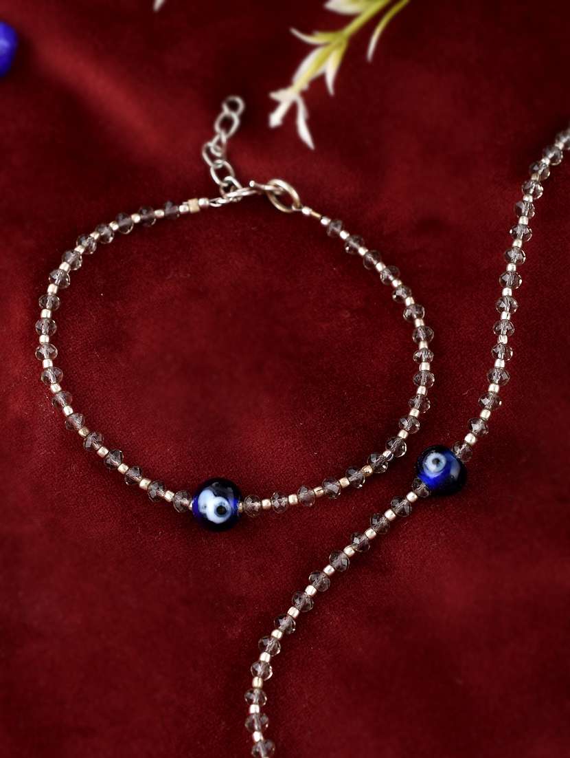 yellow crystal anklets and payal - 18367206 -  Standard Image - 1