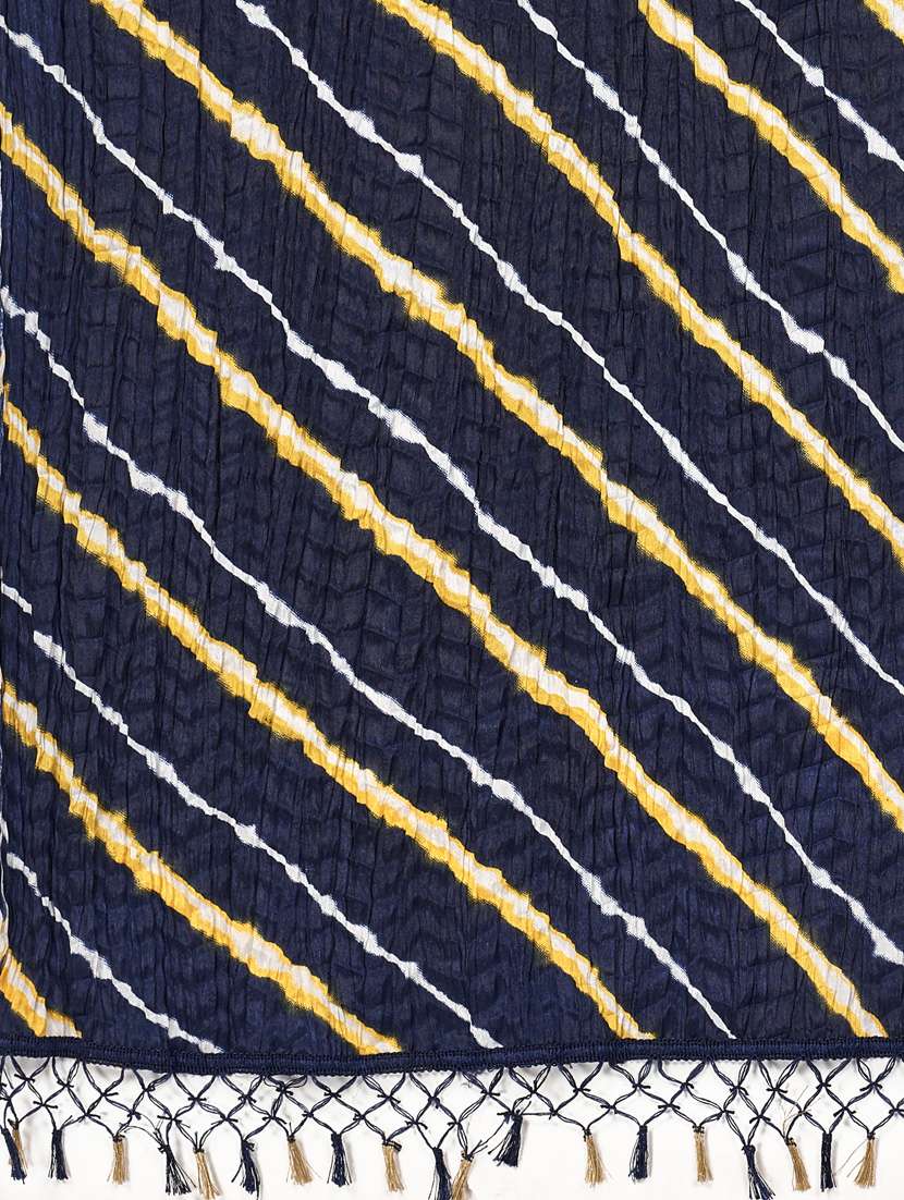 navy blue leheriya print dupatta with fringes - 18367467 - Standard Image - 4
