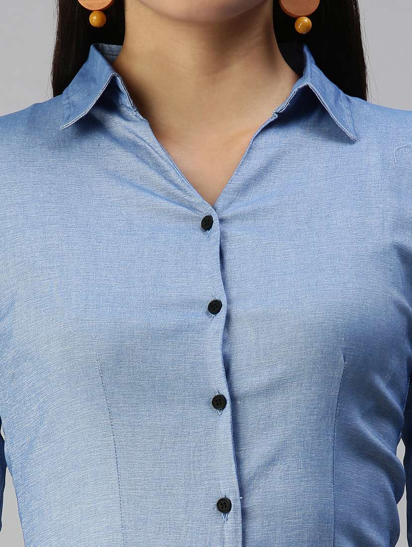 three quarter sleeved solid regular shirt - 18367704 -  Standard Image - 4