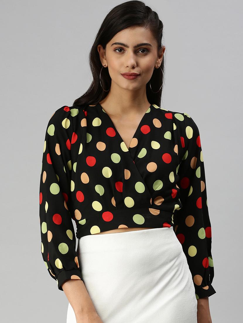 women's crop v neck top