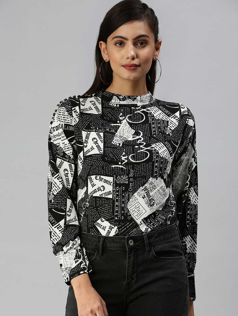 women printed mock top