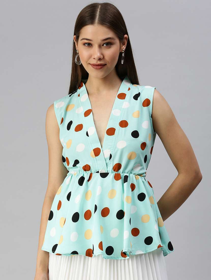 women's peplum overlap neck top