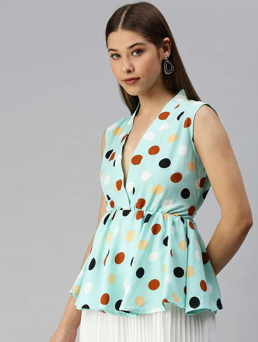 women's peplum overlap neck top - 18367739 -  Standard Image - 1