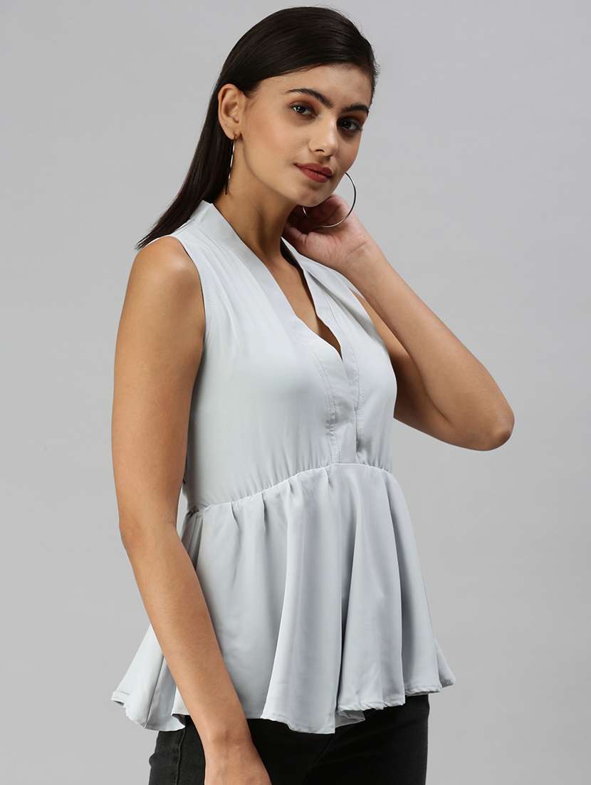 women's peplum v neck top - 18367741 -  Standard Image - 1