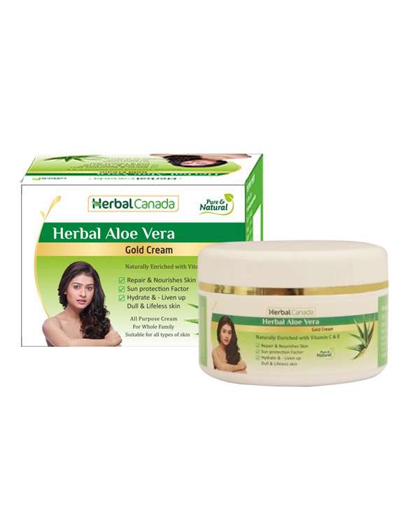 harc herbal canada pure multi benefit aloe vera gold cream moisturisers skin cream, for normal to oily skin 100g - pack of 3