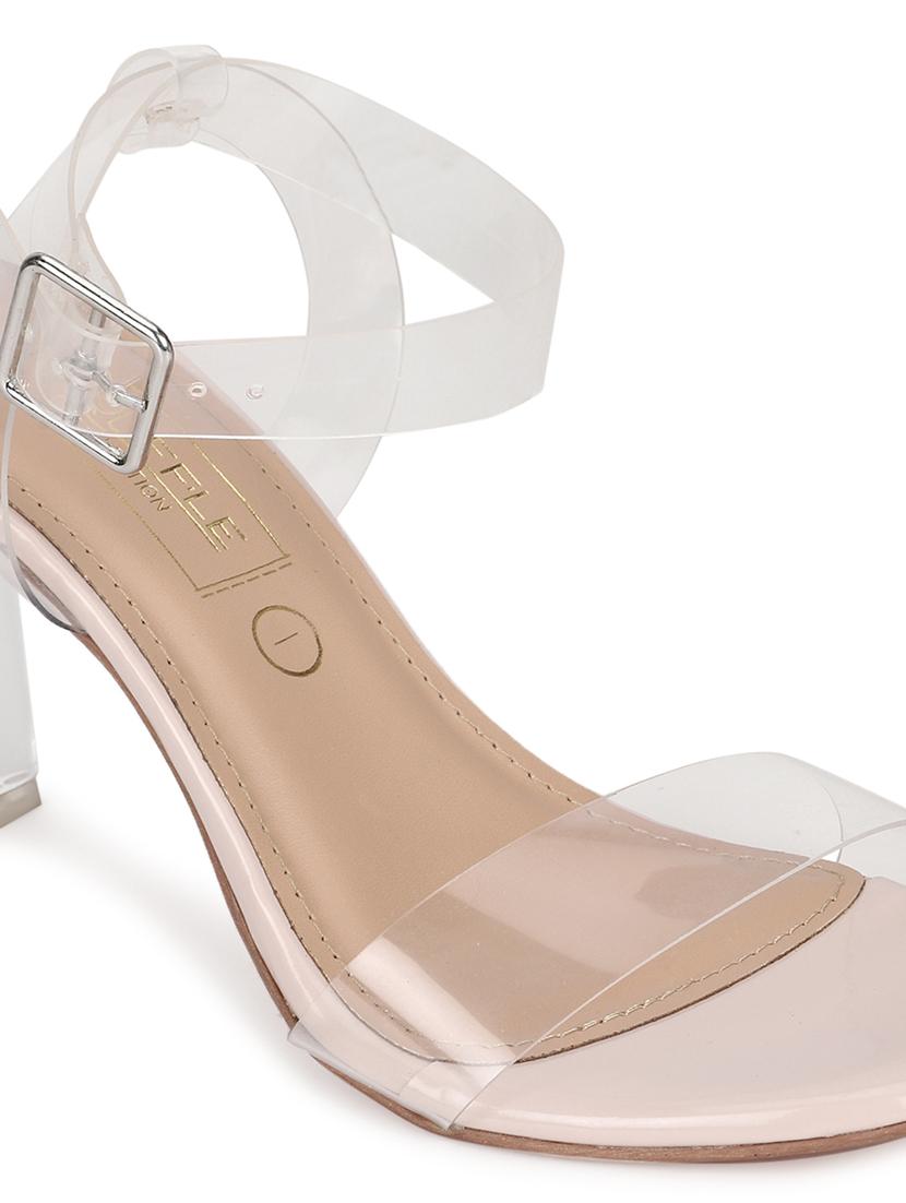 nude patent leather ankle strap sandals - 18368175 - Standard Image - 4