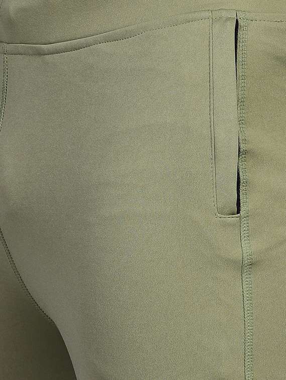 green solid ankle length track pant - 18368184 -  Standard Image - 4