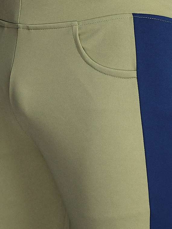 green  color-blocked ankle length track pant - 18368680 -  Standard Image - 4