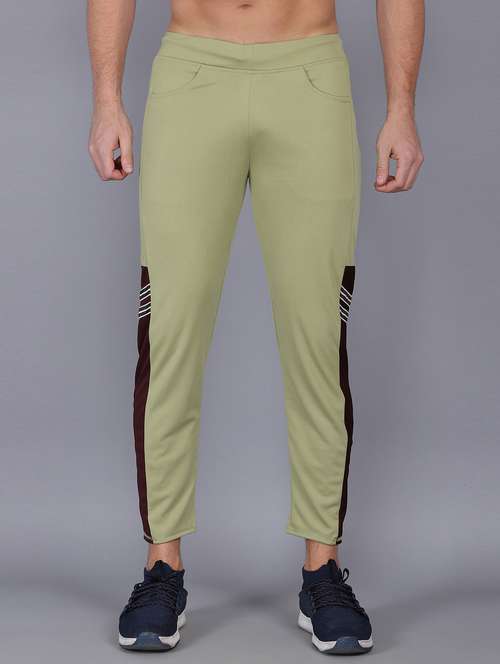 green color-blocked ankle length track pant - 18368899 - Standard Image - 0