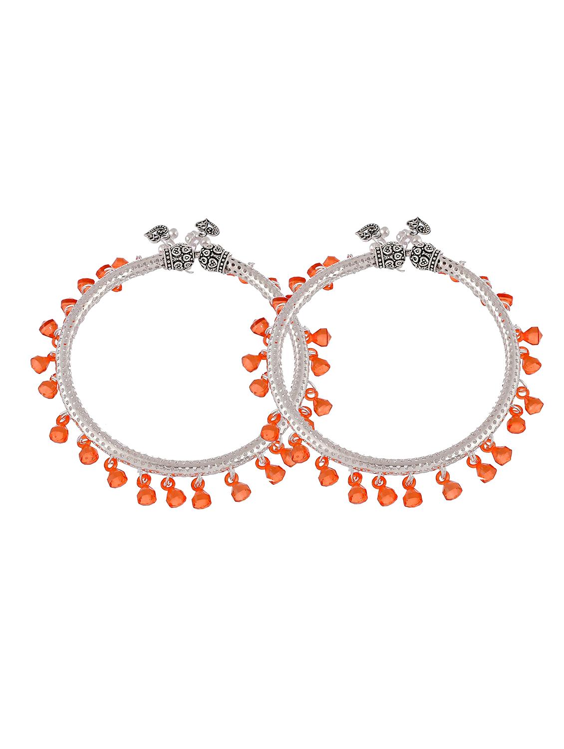 orange drop silver plated kada anklets - 18368967 - Standard Image - 1