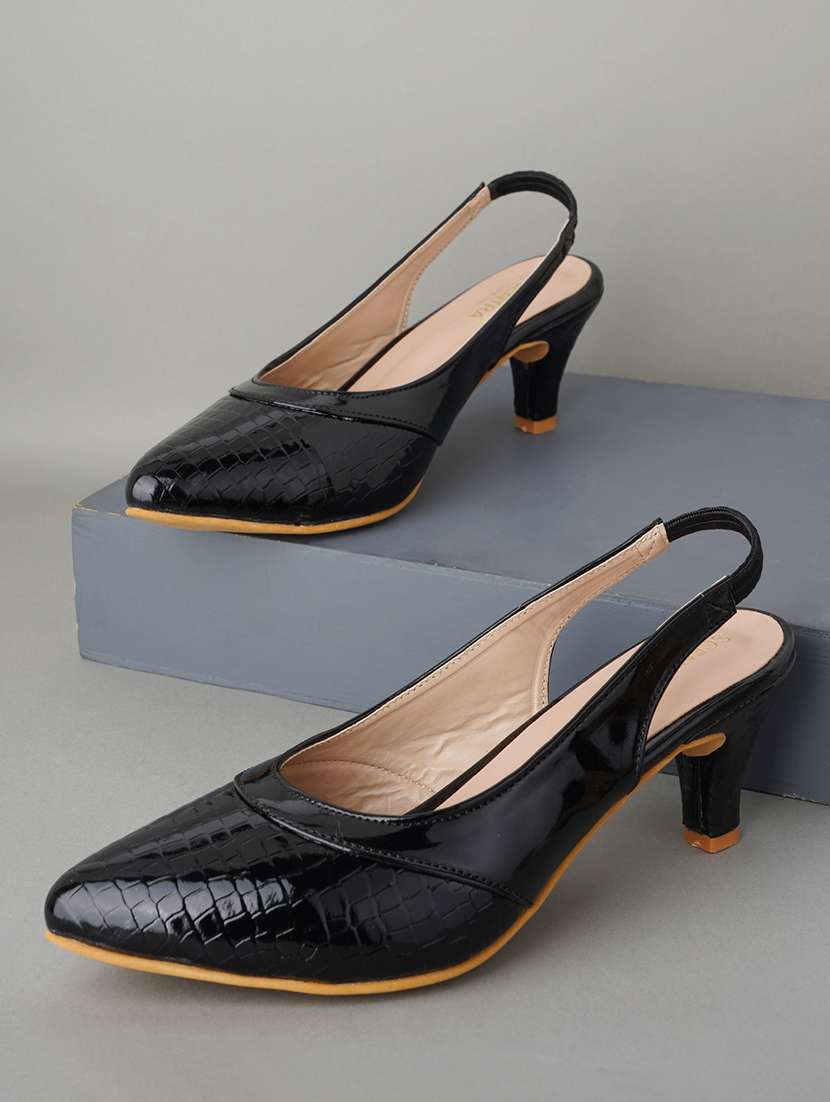 black  textured pumps