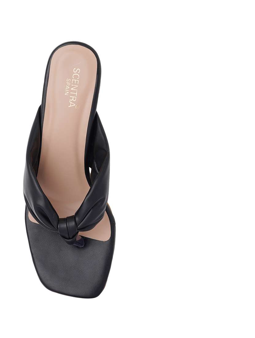 black synthetic slip on sandals - 18369150 -  Standard Image - 4