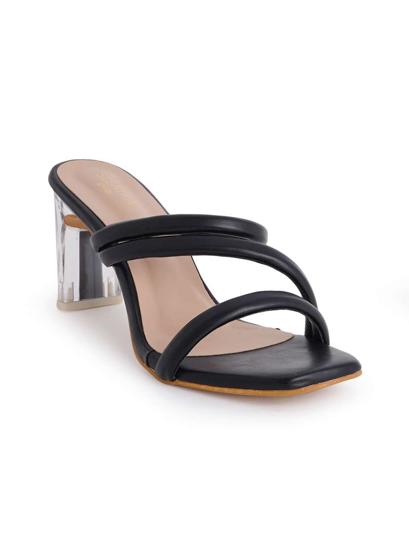 black synthetic slip on sandals - 18369251 -  Standard Image - 1