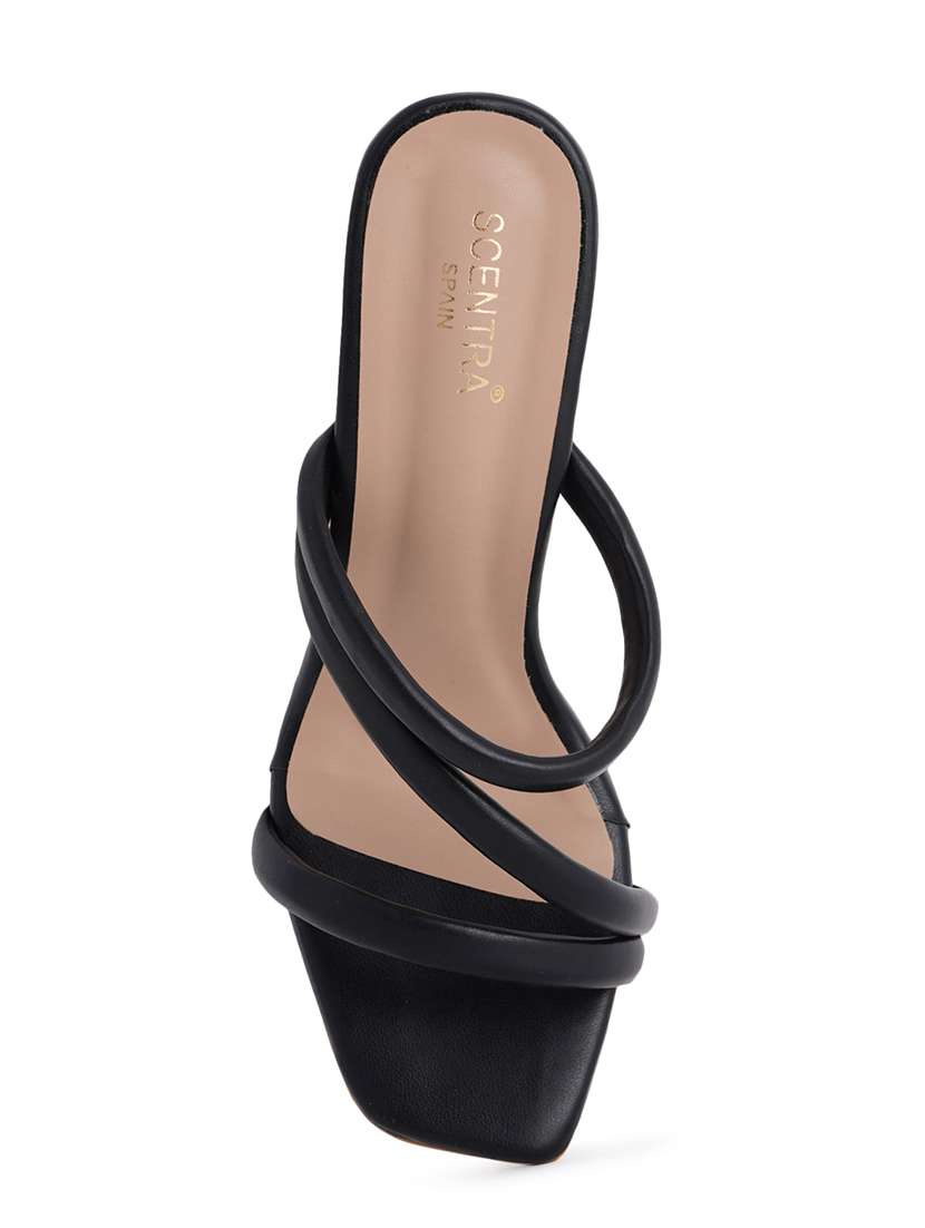 black synthetic slip on sandals - 18369251 -  Standard Image - 4