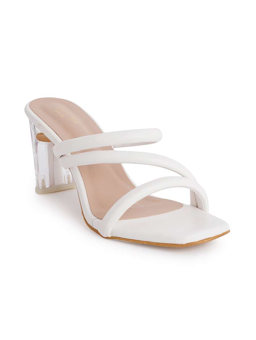 white synthetic slip on sandals - 18369254 -  Standard Image - 1