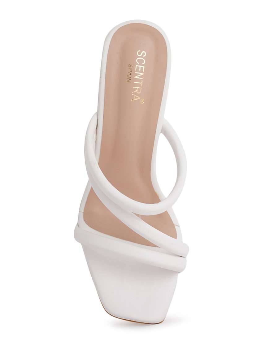 white synthetic slip on sandals - 18369254 -  Standard Image - 4