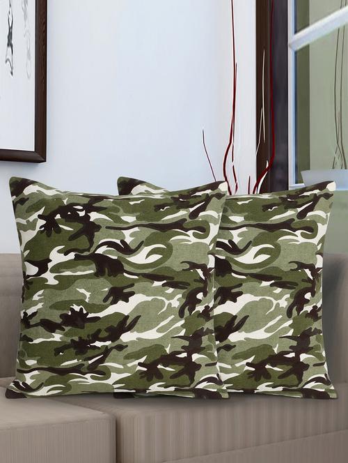 mezposh nomad green & multi cotton canvas camouflage print cushion cover (16"x16") (set of 2) - 18369309 - Standard Image - 0