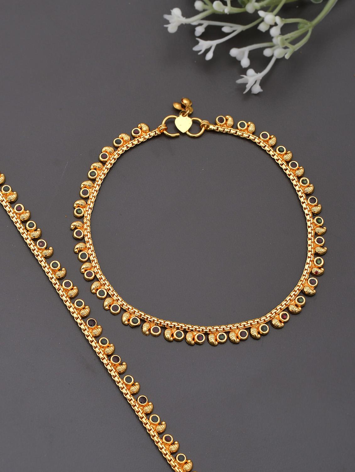 gold brass anklets and payal