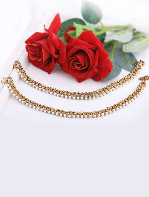 gold brass anklets and payal - 18369737 - Standard Image - 0