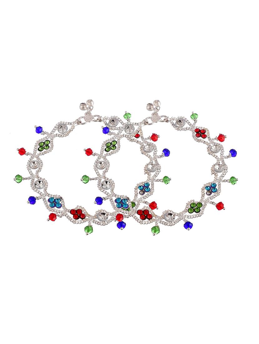 traditional silver plated layered anklet - 18369761 -  Standard Image - 1