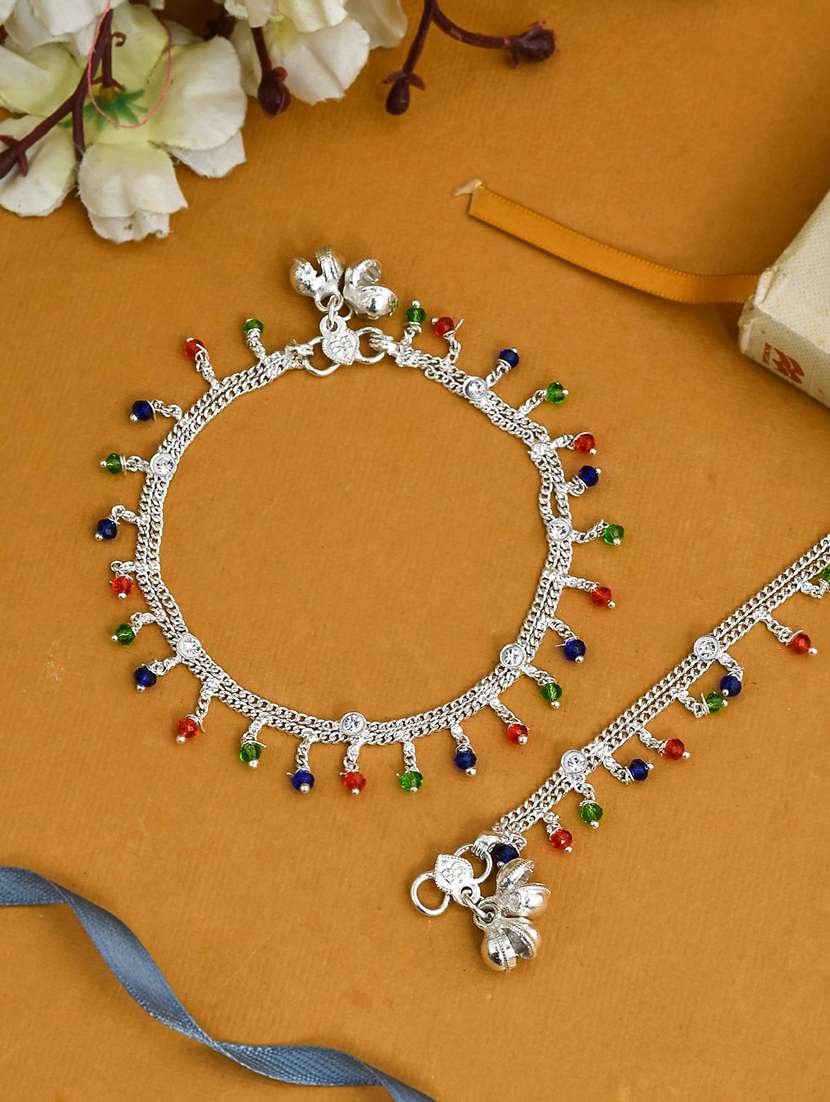 silver brass anklets and payal