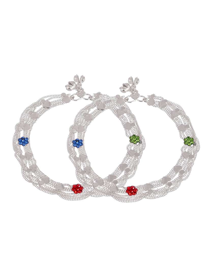 silver brass anklets and payal - 18369769 -  Standard Image - 1