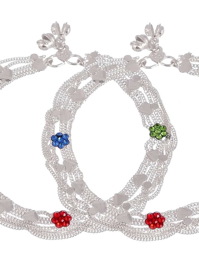 silver brass anklets and payal - 18369769 -  Standard Image - 4