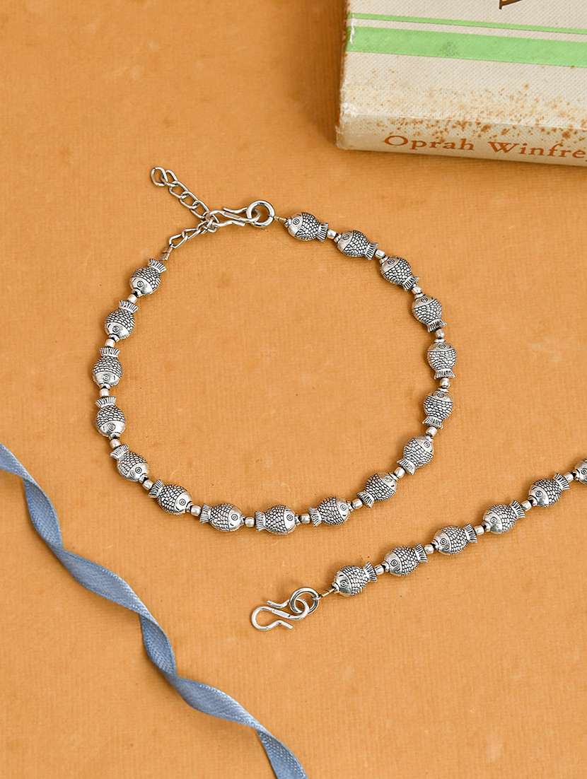 grey brass anklets and payal