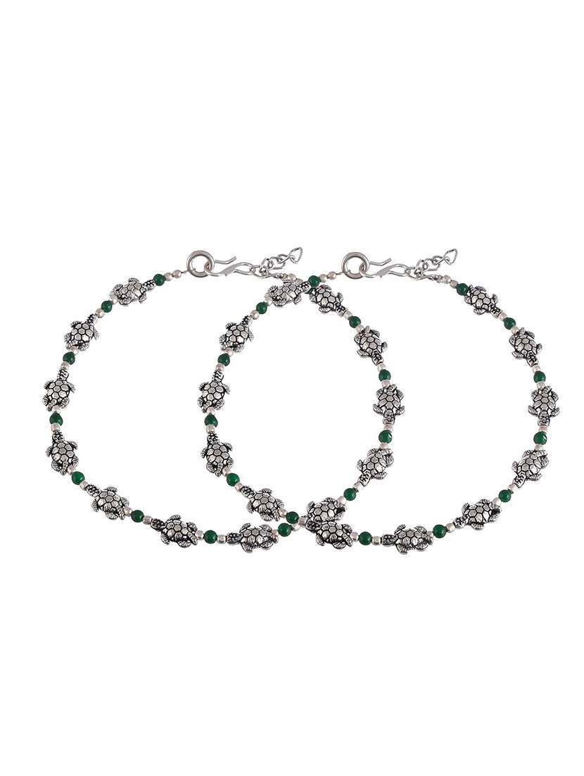 silver brass anklets and payal - 18369836 -  Standard Image - 1