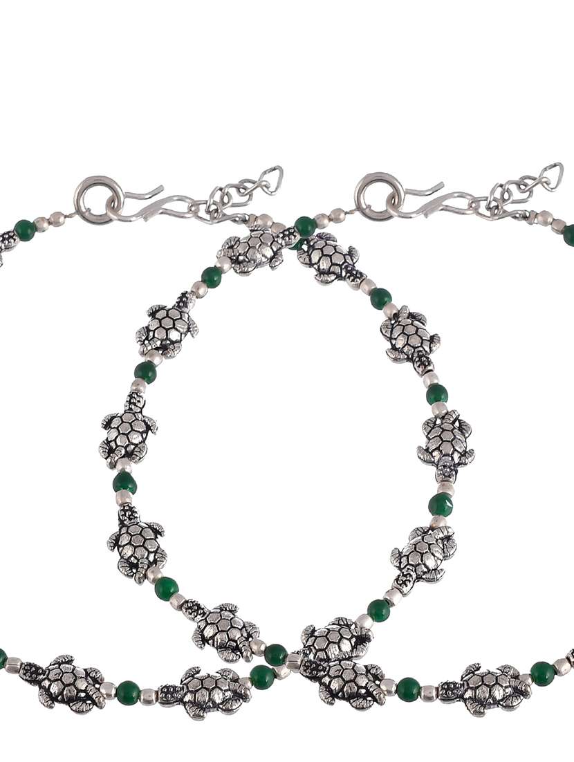 silver brass anklets and payal - 18369836 - Standard Image - 4