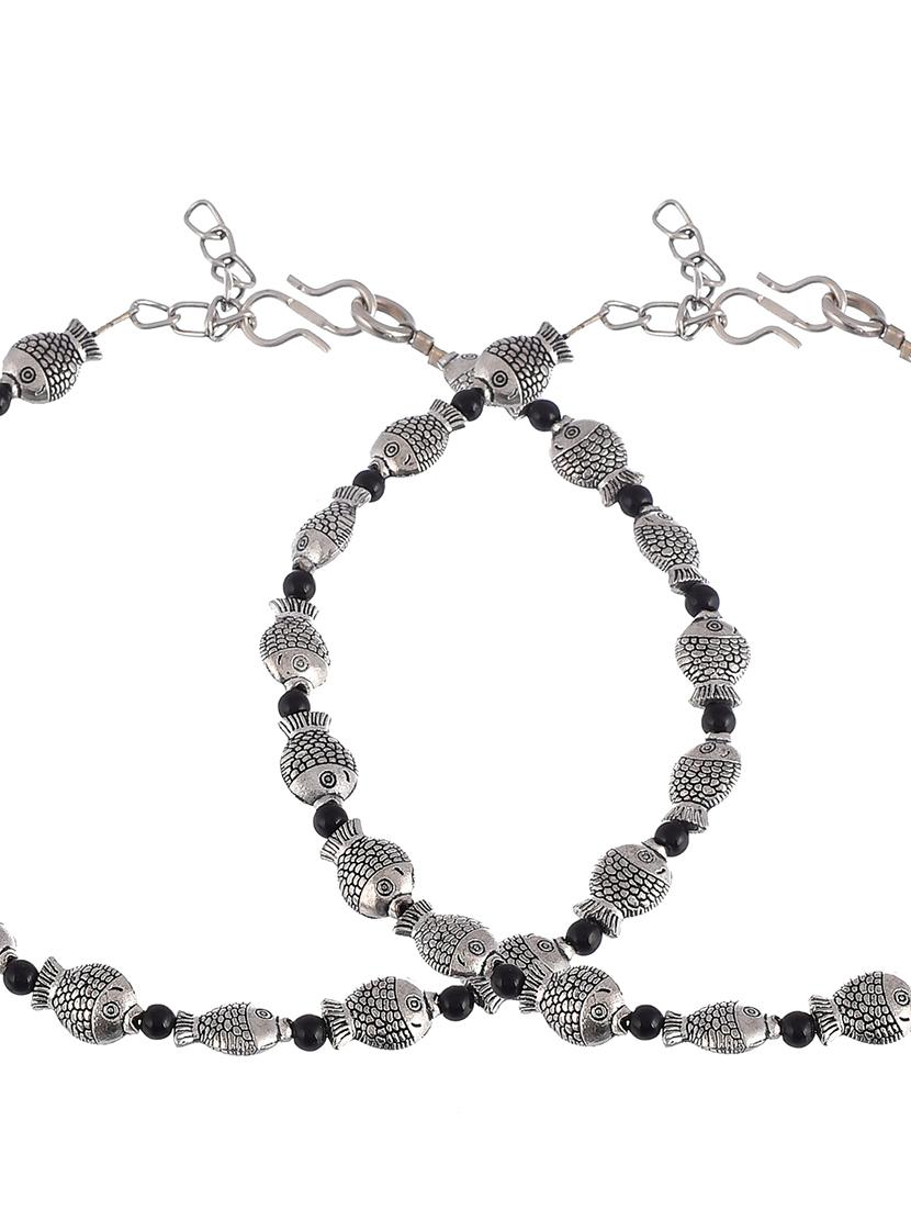 turquoise blue silver bird anklets - 18369867 - Standard Image - 4