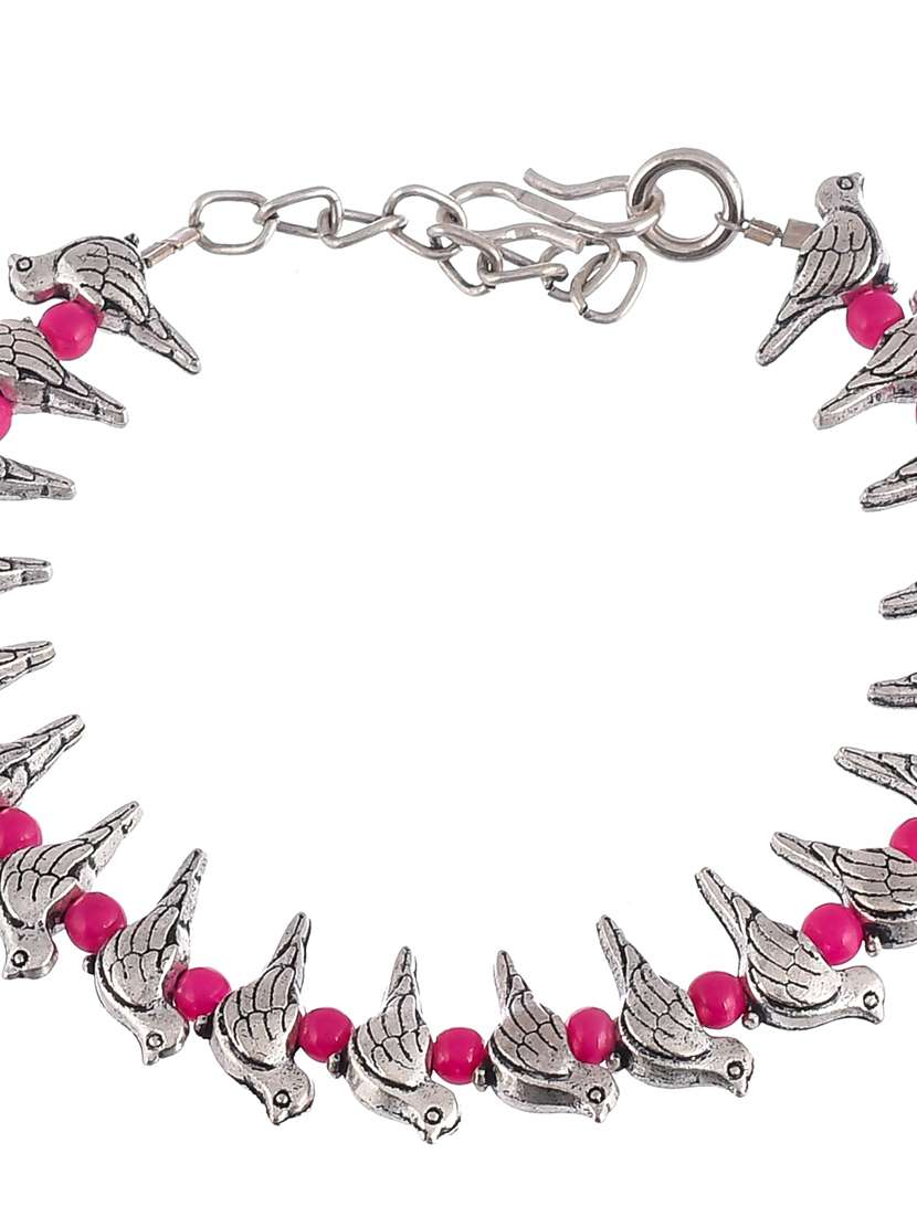 pink silver charm anklet - 18369868 -  Standard Image - 4