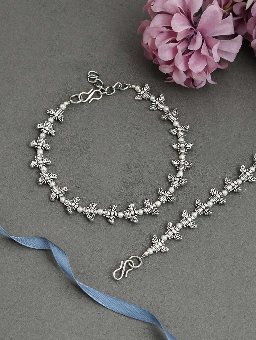 silver honeybee western anklets - 18369881 -  Zoom Image - 0