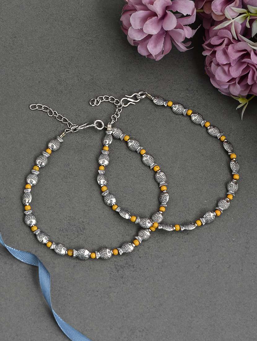 silver brass anklets and payal