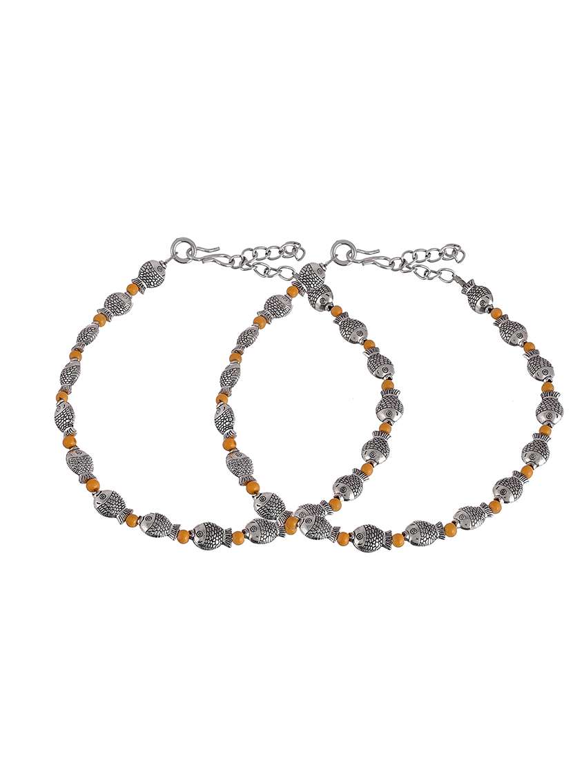silver brass anklets and payal - 18369882 -  Standard Image - 1