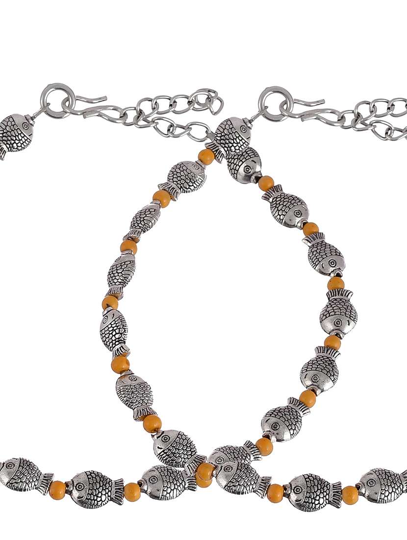 silver brass anklets and payal - 18369882 - Standard Image - 4