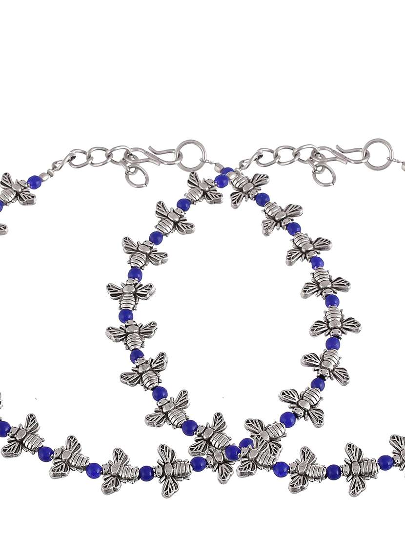 silver brass anklets and payal - 18369884 -  Standard Image - 4