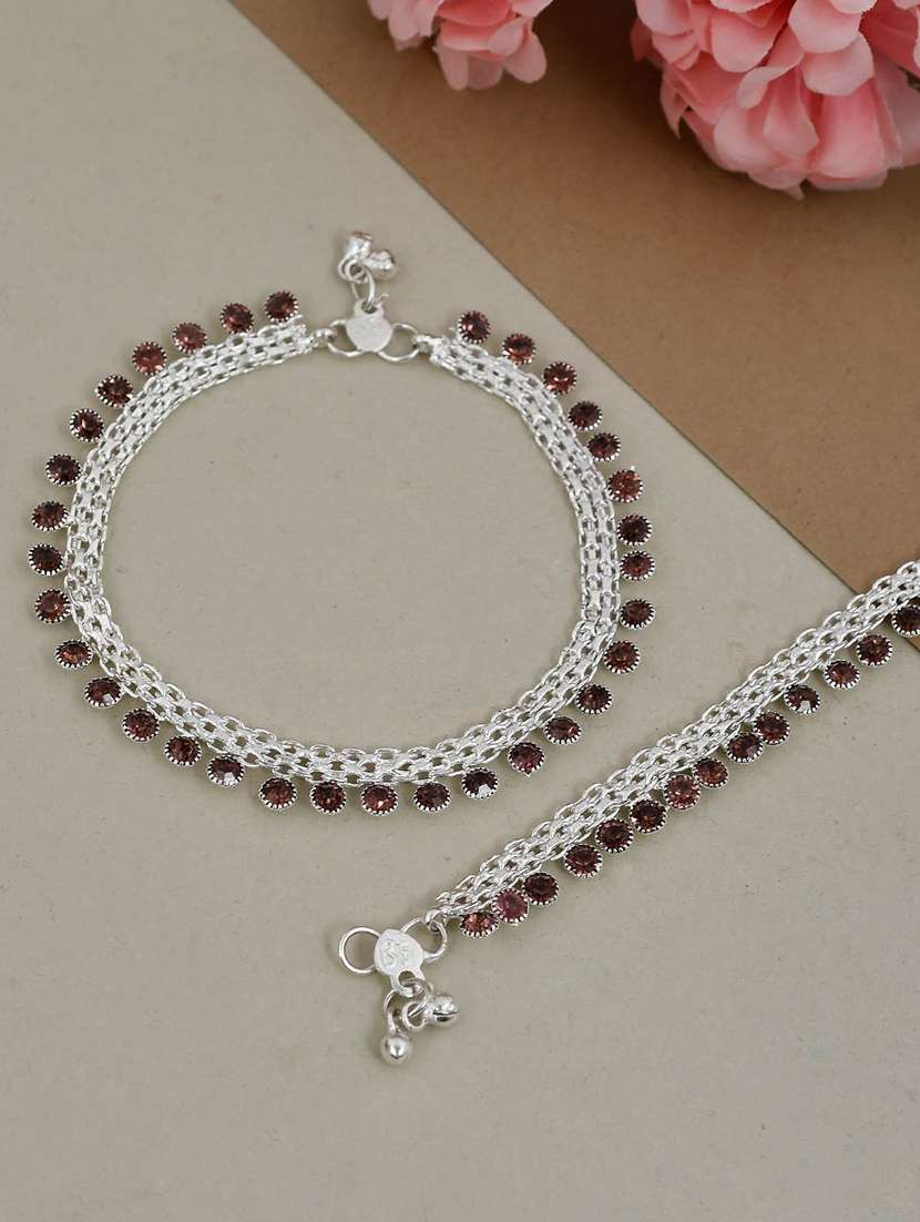 silver brass anklets and payal