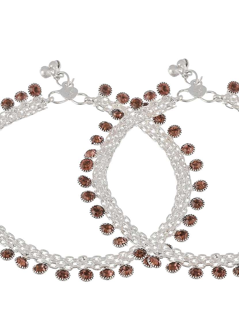 silver brass anklets and payal - 18369914 -  Standard Image - 4
