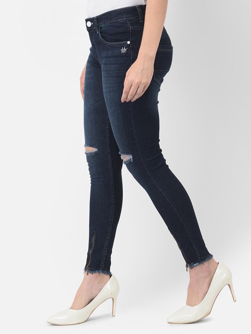 women's slash knee skinny fit jeans - 18370242 - Standard Image - 1