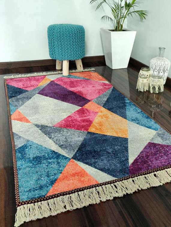 avioni carpet - faux silk- neo modern collection 3d geometric design - best seller - 120cm x 180cm (~4feet x 6feet)