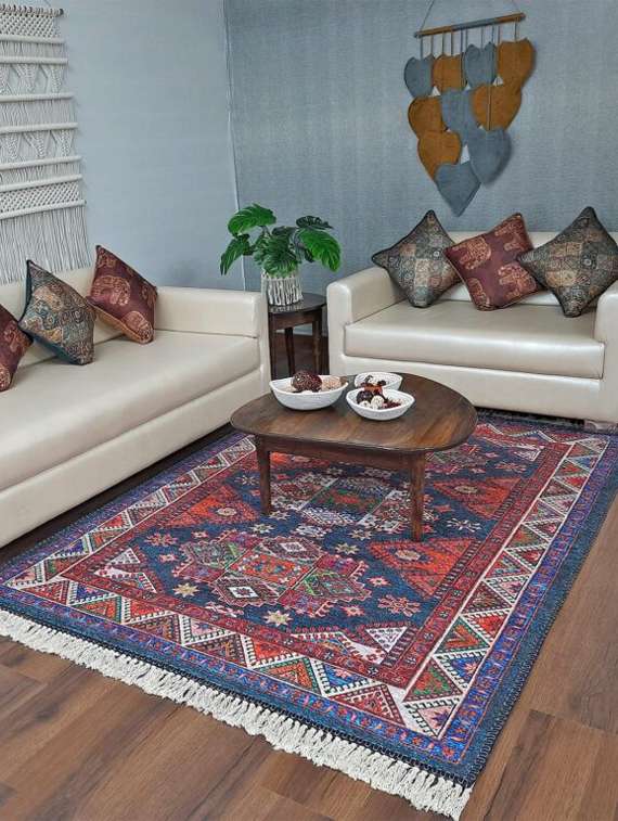 avioni faux silk carpet- neo ethnic collection - multicolour | loomkart - 120cm x 180cm (~4feet x 6feet)