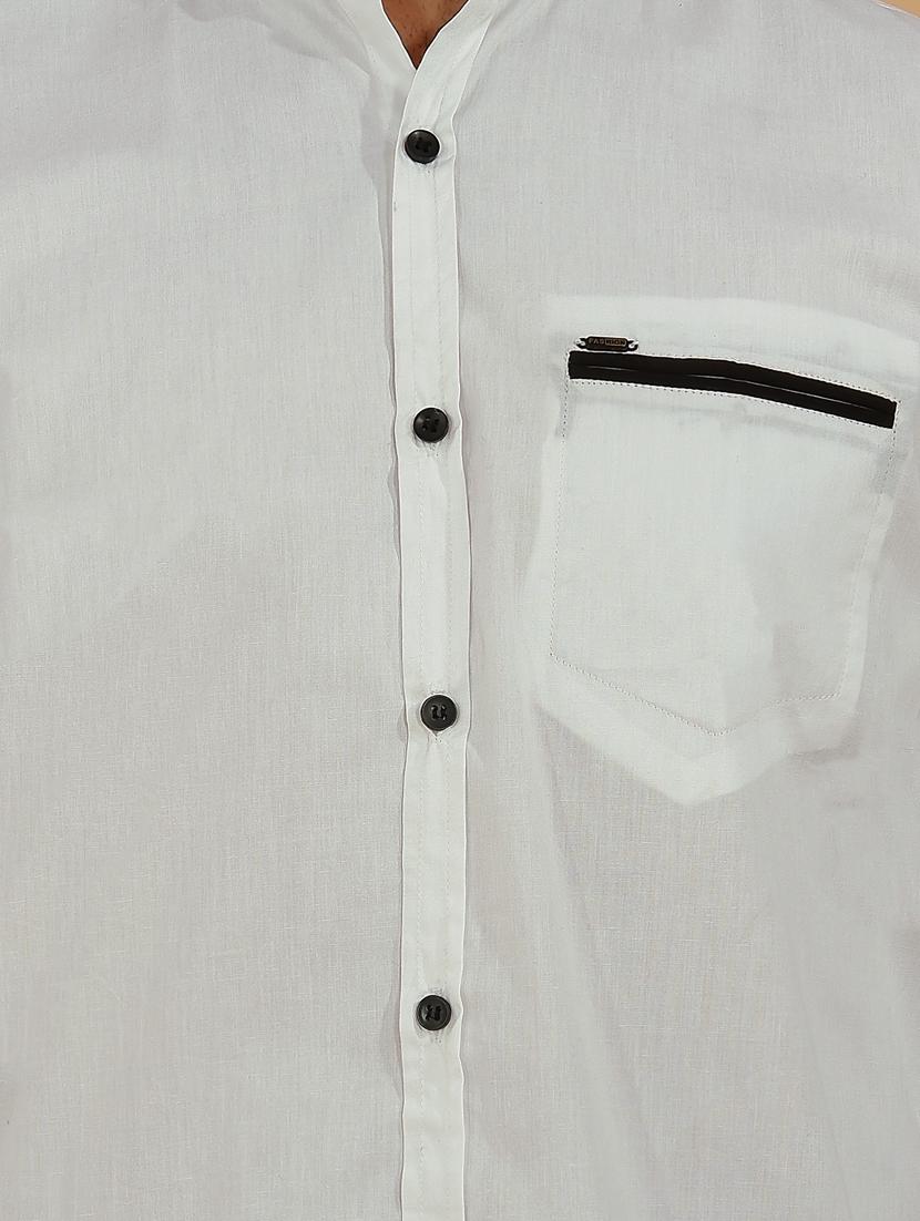 white solid casual shirt - 18370633 - Standard Image - 4