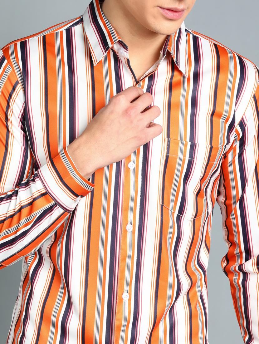 orange striped casual shirt - 18370666 - Standard Image - 4