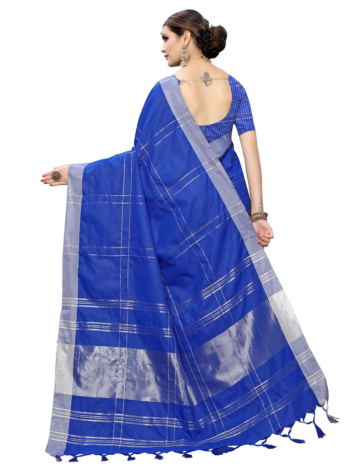 blue cotton saree with blouse - 18370701 -  Standard Image - 1