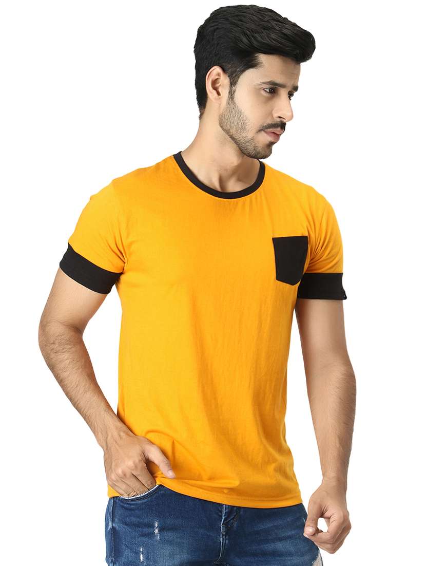 yellow color-blocked t-shirt
