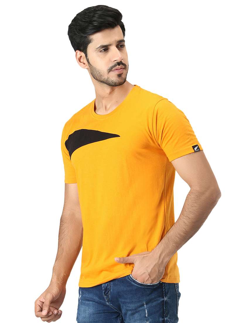 yellow color-blocked t-shirt
